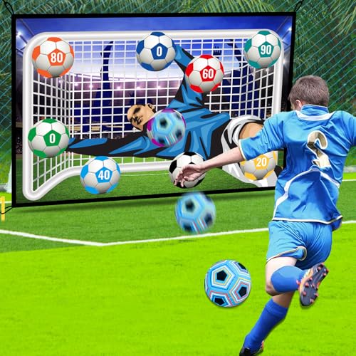 Image of Nazano Soccer Ball Game Set for Kids, Indoor Outdoor Backyard Toss Soccer Goal Game with 2 Balls, 1 Flannel Target, Soccer Toys for 4 5 6 7 8 Years Old Kids Birthday