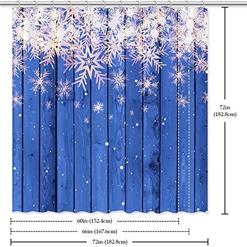 Rideau de douche en bois bleu et neige, textile de salle de bain premium - 7