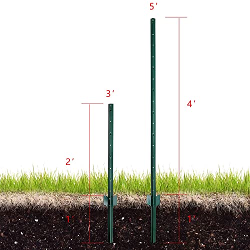 Gtongoko 3 Feet Sturdy Duty Metal Fence Post, Pack of 10, U Post for Fencing Green Fence Posts for Garden Yard and Outdoor Wire - Image 5
