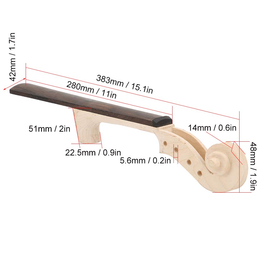 RiToEasysports Manico per Violino, Tastiera in Acero e Ebano Accessori per Liuteria per Violino per 4/4 (Manico di Violino