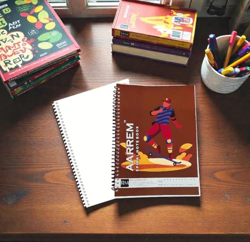 Image of Spiral Notebook Single Subject - 200 Pages, Unruled, Plain, A4, Long Size Plain Notebooks for School and College Students Pack of 6
