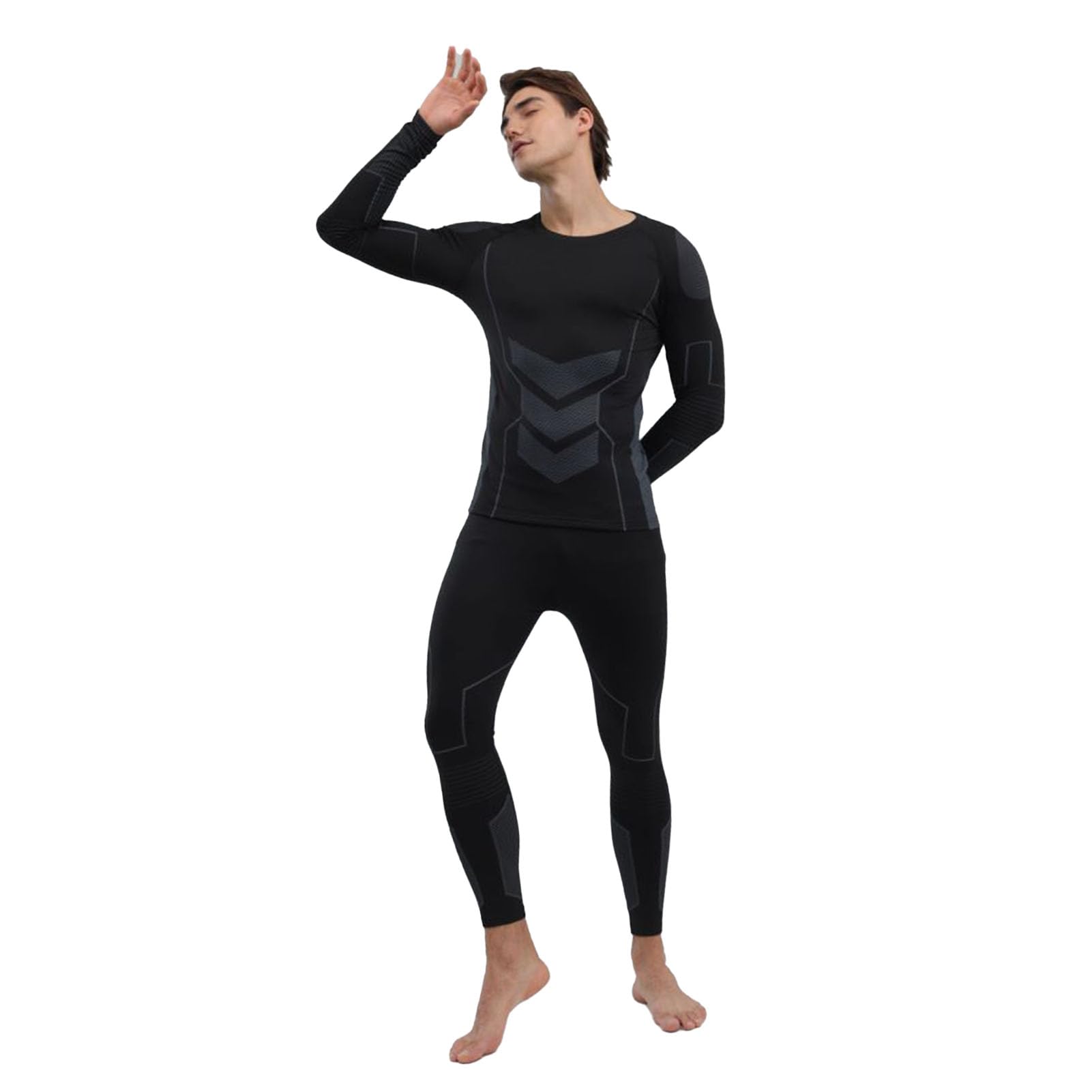 SIXRUN Set di Biancheria Intima Termica da Uomo Intimo Termico in Maglia Slim Fit per Camicia da Uomo Pantaloni Leggeri e Caldi Set Superiore e Inferiore per Indumenti da Notte a Strati Autunnali e