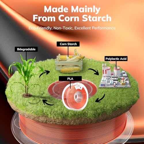 Image of AMOLEN Silk PLA 3D Printer Filament, Dual Color Black Orange PLA 1.75mm, Shiny Color Change Filament 3D Printing PLA Filament for Most FDM 3D Printer, 1kg Spool(2.2lbs)