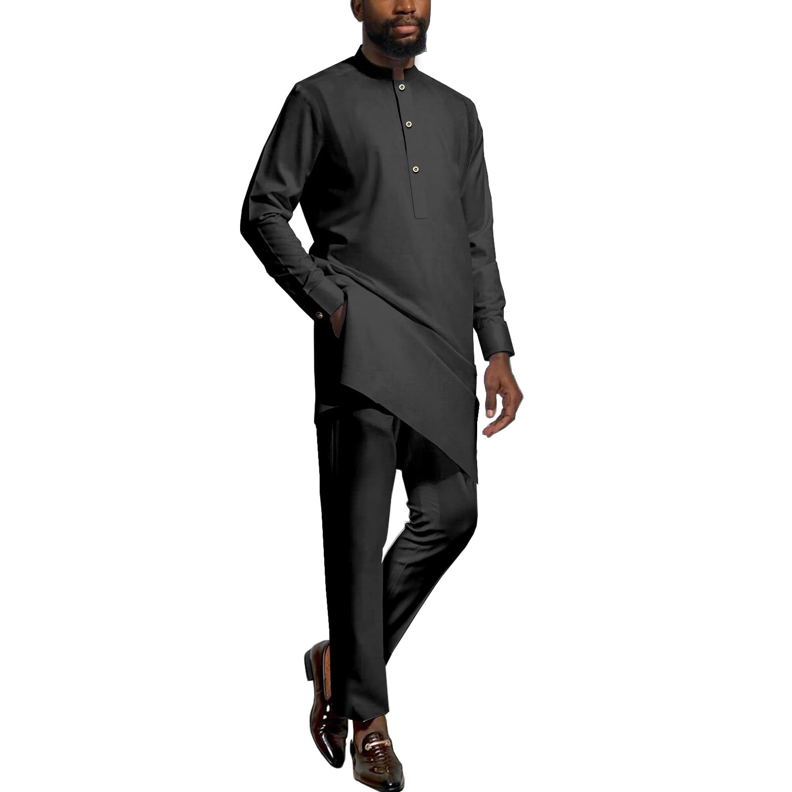 atlycolor African Dashiki Suits for Men Shirt Pants 2 Piece Set Outfit Nigerian Clothes Wedding Attire Clothing-picture-18