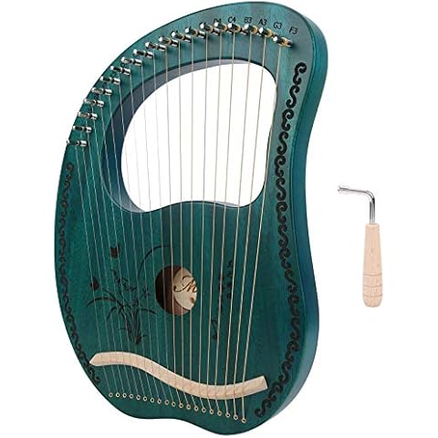 19-String Mahogany Lyre Harp with Tuning Tool Cover