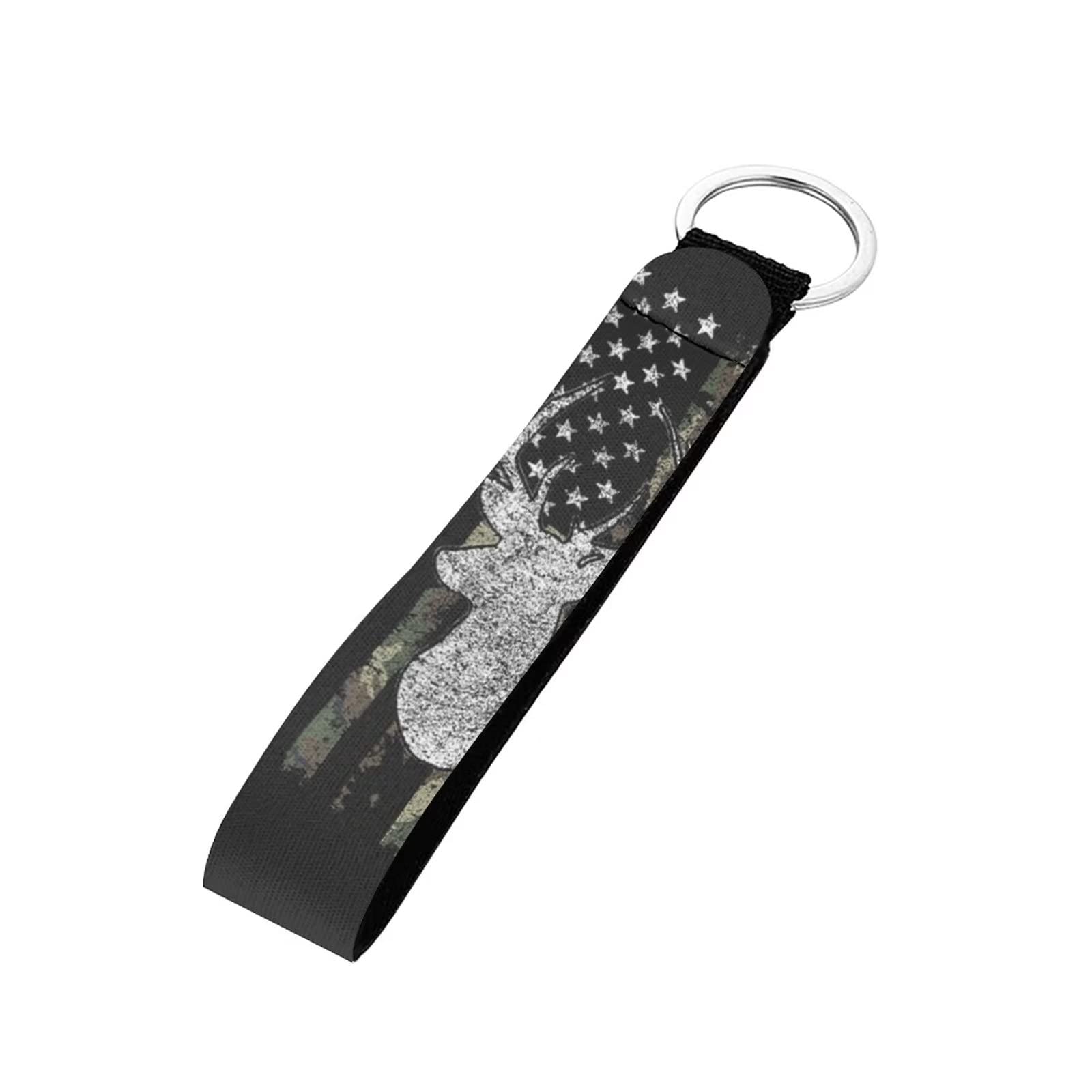 Jeiento Fashion Keychain for Women Men Hand Wrist Lanyard Key Chain Holder/USB/Mobile Phone Keychains Bags Accessories, Camo Reindeer, S