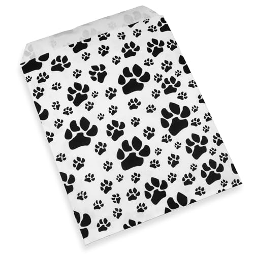 200 Bags of our Paw Print Paper Bags Pet Gift Bags with Paw Prints, great for promotions, treats, party favors, merchandising, veterinarians office, and so much more (White, 5\" x 7\")