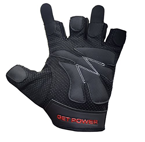 Norman Gel Weight Lifting Body Building Gloves Gym Strap Training Flex Leather (L)