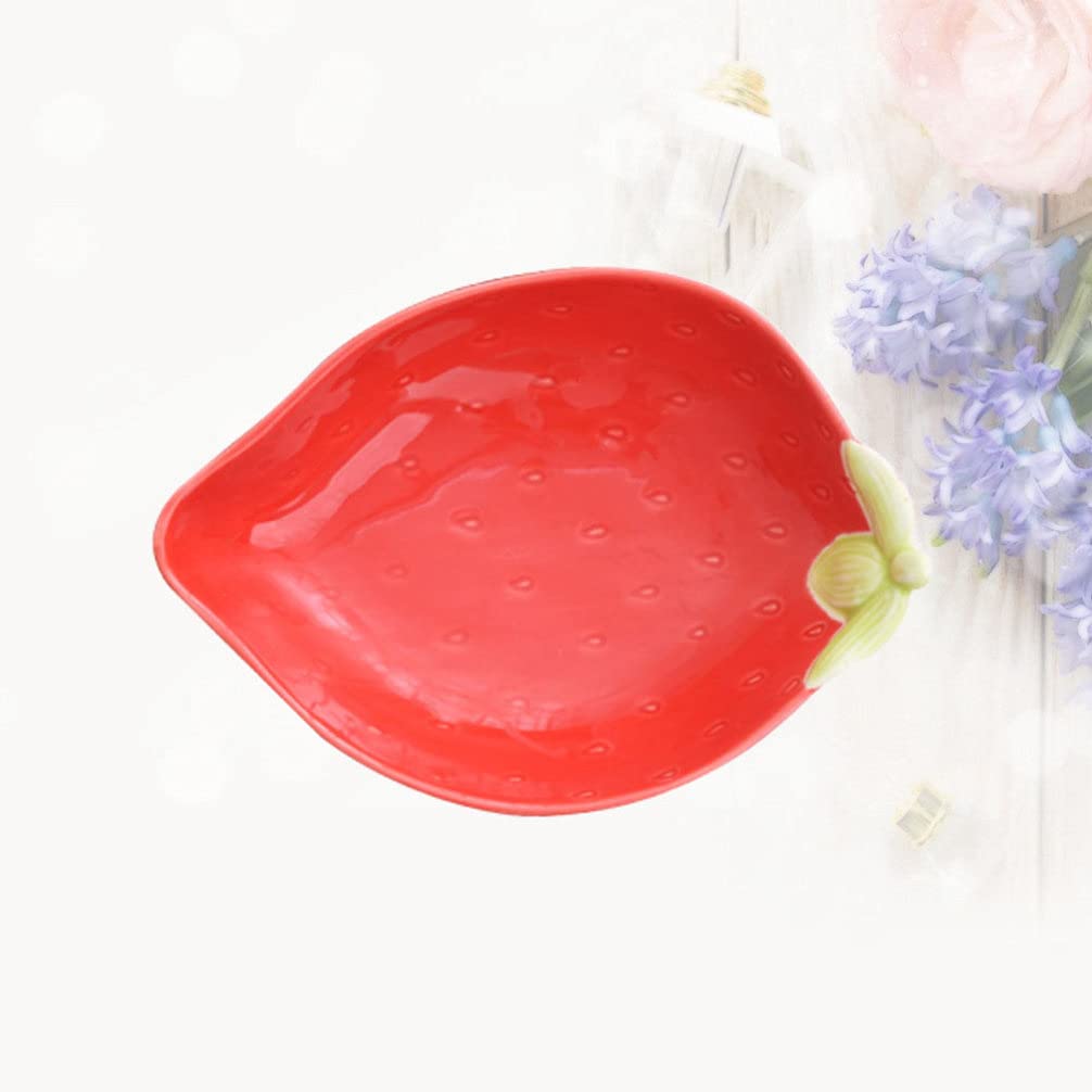 Ceramiczna miska ramen, 3D Owoce Potrawy Półmisek Miska Truskawek Pojemnik do serwowania przekąsek Deser Sałatka Ryżowa Ciasto Pudding Cukierki Czerwone Naczynia do serwowania Tapas Dania (Size : Red