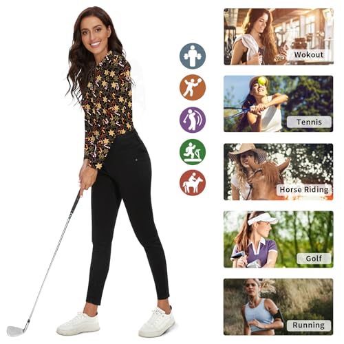Image of Soneven Womens Golf Polo Shirts 3 /4 Long Sleeve V Neck Button Down Shirts Business Causal Work Blouses Tops