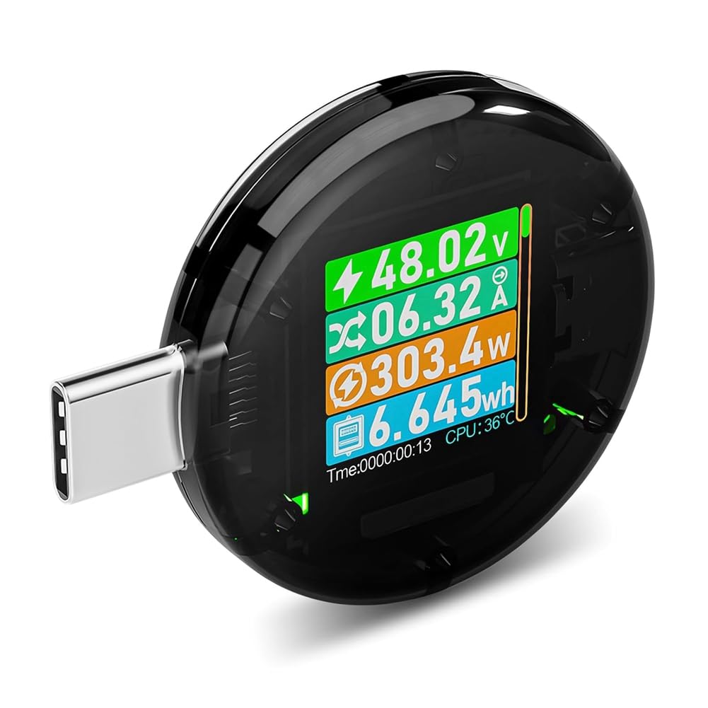Littimoon USB C Power Meter Tester, USB Multimeter Voltage Current Amp Volt Detector Digital Tester for Chargers Power Bank Cable