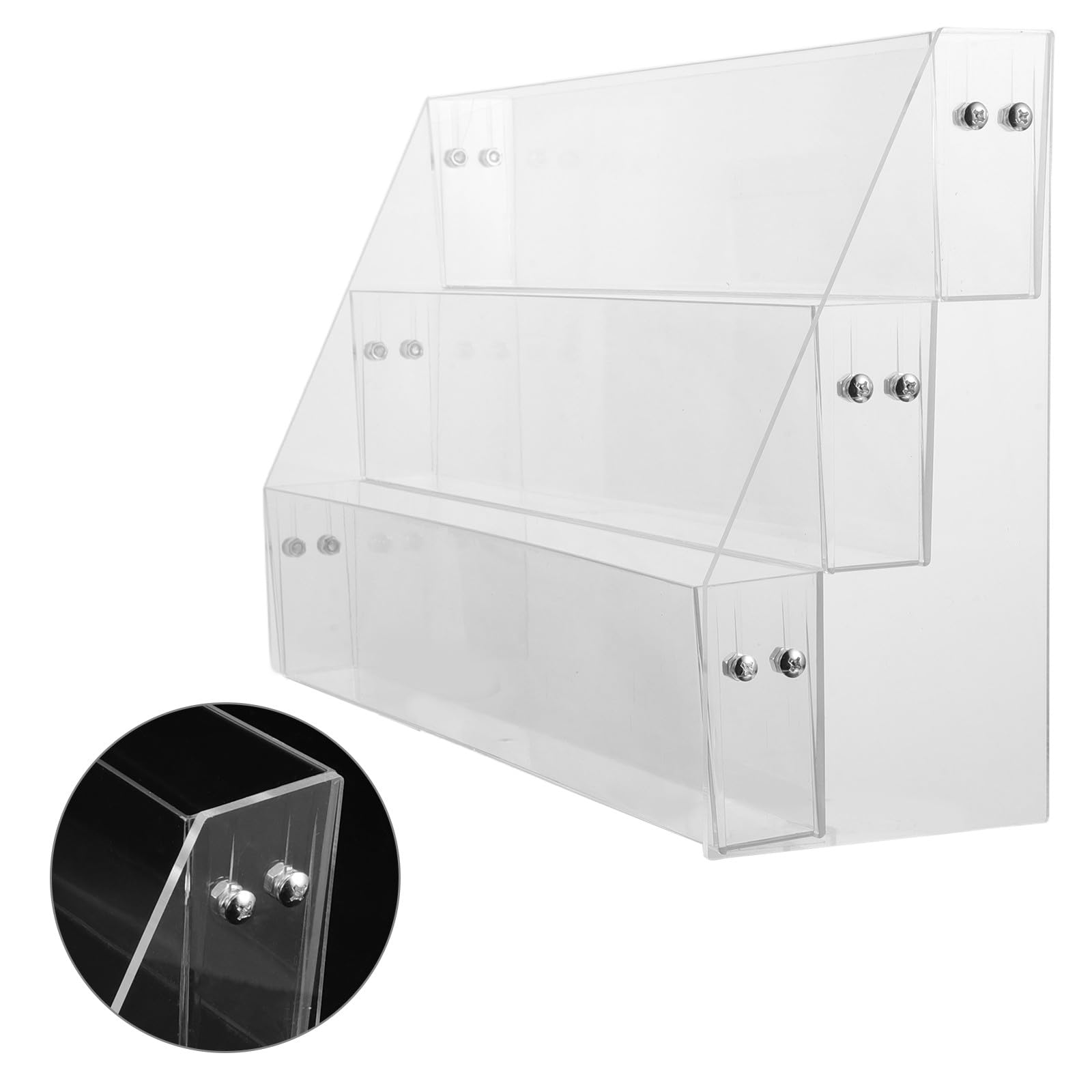 Présentoir à Cartes Postales en Acrylique Rigide Transparent, Support de Rangement Bureau 3 Niveaux, Porte-Badges et Stickers pour Organisation Bureau