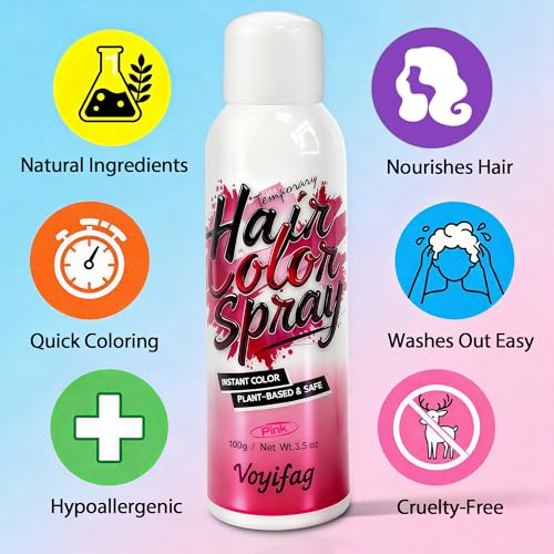 Spray de color temporal para cabello 3.5oz rosa miniatura 4
