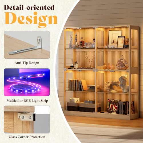 Image of AMERLIFE 60-Inch RGB Display Cabinet with Glass Shelves