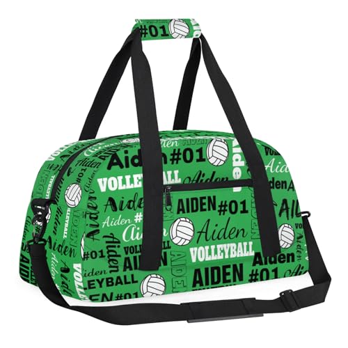 Personalized Name Volleyball Duffle Bags Custom Number Sport Ball Sports Gym Bag Weekender Overnight Training Bag, Green3