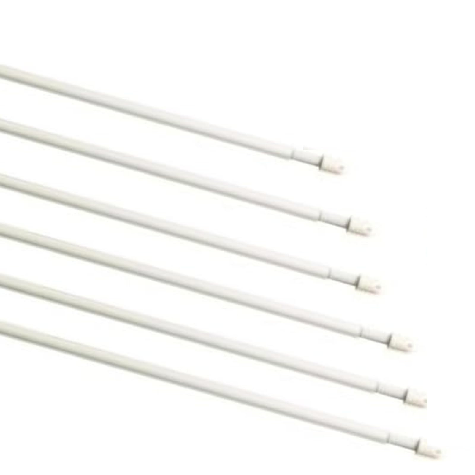 Extendable Telescopic Curtain Rod White Round Net Voile Curtain Rail Pole No-Drill Window Rod (100-150cm)