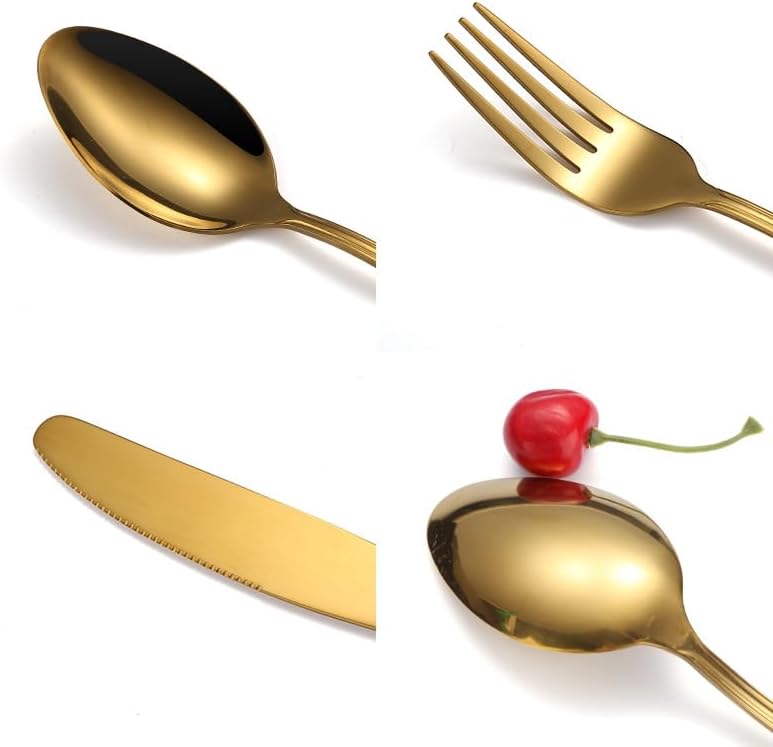 Silverware Flatware Set, 16/20/24 Pieces Stainless Steel Cutlery Set, Knife, Fork, Spoon, Steak Knife And Fork Set, Gift Box (Color : Rose gold, Size : 20Pcs)