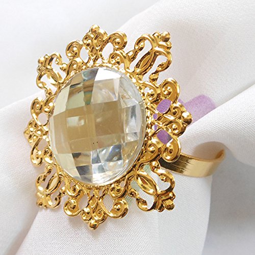 Tangpan 100pcs Gold-Light Napkin Ring Rhinestones Napkin Rings for Weddings Pearl Napkin Rings Shiny Color Clear