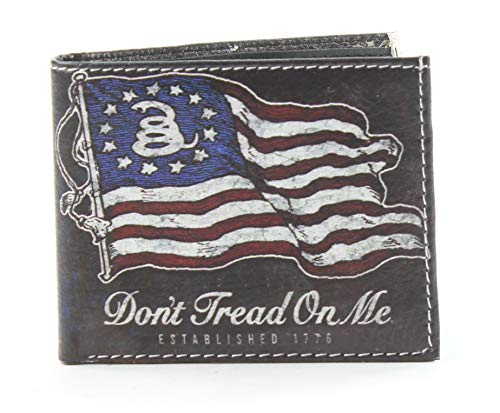 Li Men's Rugged U.s.a. Flag Print Vegan Vegetable Leather Bi-Fold Wallet With Matching Gift Box (American Flag) (Don't Tread Flag) #TOP18