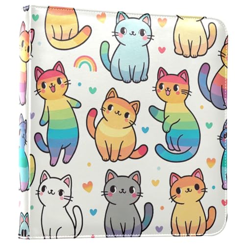 Álbum de Fotos Adhesivo DIY Scrapbook FLildon con Diseño de Gato Arcoíris, 3 Anillos, 40 Páginas, 11.8 x 11.2 pulgadas miniatura 1