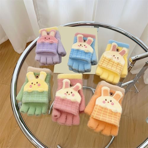 1 Pair Kids Convertible Gloves Split Finger Fingerless Gloves Warm Lid Mittens for Fall Winter Outdoor Activity2