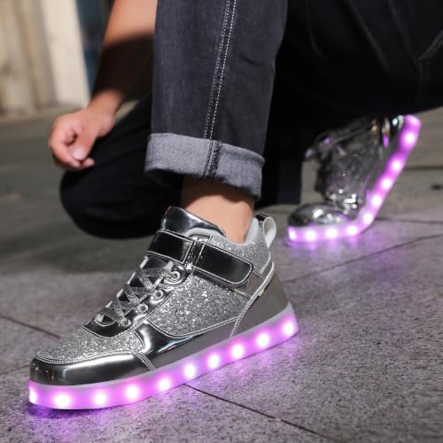 Image of SANYES LED Light Up Shoes for Men Women, USB Rechargeable High Top Glowing Sneakers, Luminous Dancing Shoes