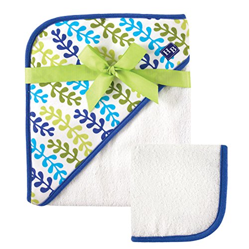 Image of Hudson Baby Unisex Baby Cotton Hooded Towel and Washcloth, Seaweed, One Size
