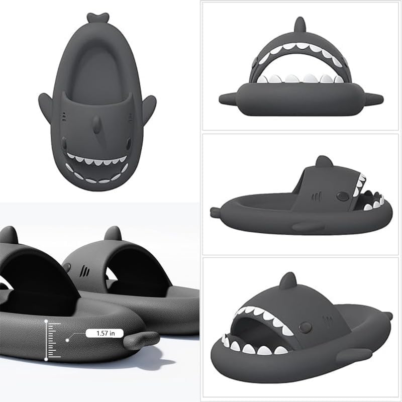 Image of allgala Shark Slides for Women Men and Big Kids Novelty Soft Slippers Open Toe Shark Sandals Cushioned Slides Beach Pool Shower Cruise Slippers with Comfy Cushioned Thick Sole
