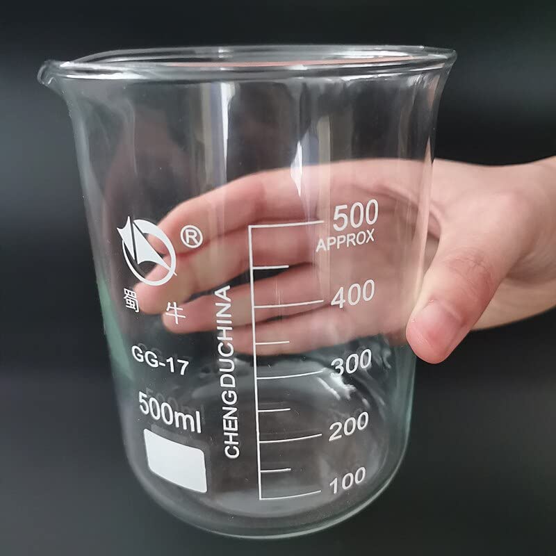 4 unids/Set 100ml/200ml/300ml/500ml Vaso de precipitados de Vidrio de Forma Baja, cristalería de Laboratorio de química