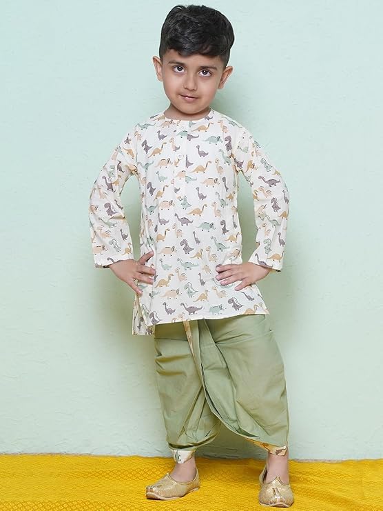 Image of AJ DEZINES Kids Ethnic Wear Pure Cotton Dhoti Kurta Set For Boys