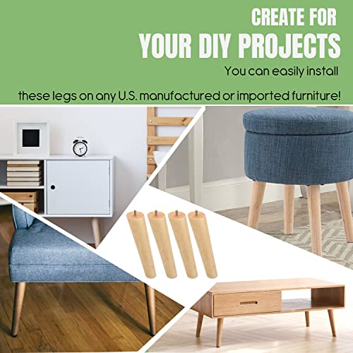 Linmagco 10 Inch Furniture Legs,Set Of 4 Replacement Sofa Feet, Perfect For Mid-Century Modern Furniture, Armchair,Cabinet,Dresser,Any Home Diy Projects, Solid Natural Wood… #TOP5