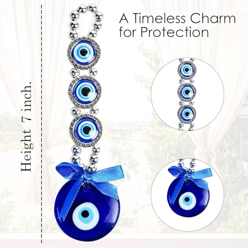 Image of ZAICUS Evil Eye Nazar Battu Hanging Ornament for Home Protection | 3-Circle Amulet for Office Entrance | Shields Against Negative Energy