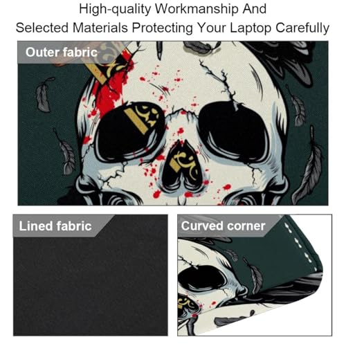 Funda para portátil de 13 a 14.5 pulgadas con diseño gótico de cuervo y calavera multicolor 4