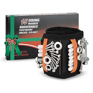 Hippodance Magnetic Wristband with 15 Powerful Magnets Magnetic Wristbands for Men Tools, Screws, Nails, Bolts, Drill…