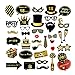 SIOPPKIK 35PCS Accessoires de Photomaton Anniversaire 18Ans Photobooth avec Cadre Photocall Gonflable Rétro Cabine Noir Doré Props Accessoires de Selfie Décoration (18 Ans)