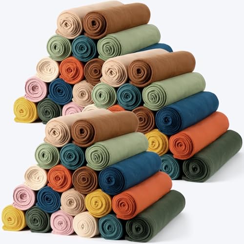 60PCS Vintage Fleece Blankets Bulk 50 X 60, Soft Lightweight Throw Blanket Kit Cozy Blanket Bulk for Bed Sofa Couch Warm Pet Fleece Blanket Set for Wedding Homeless Home Office Travel Gift for Seasons