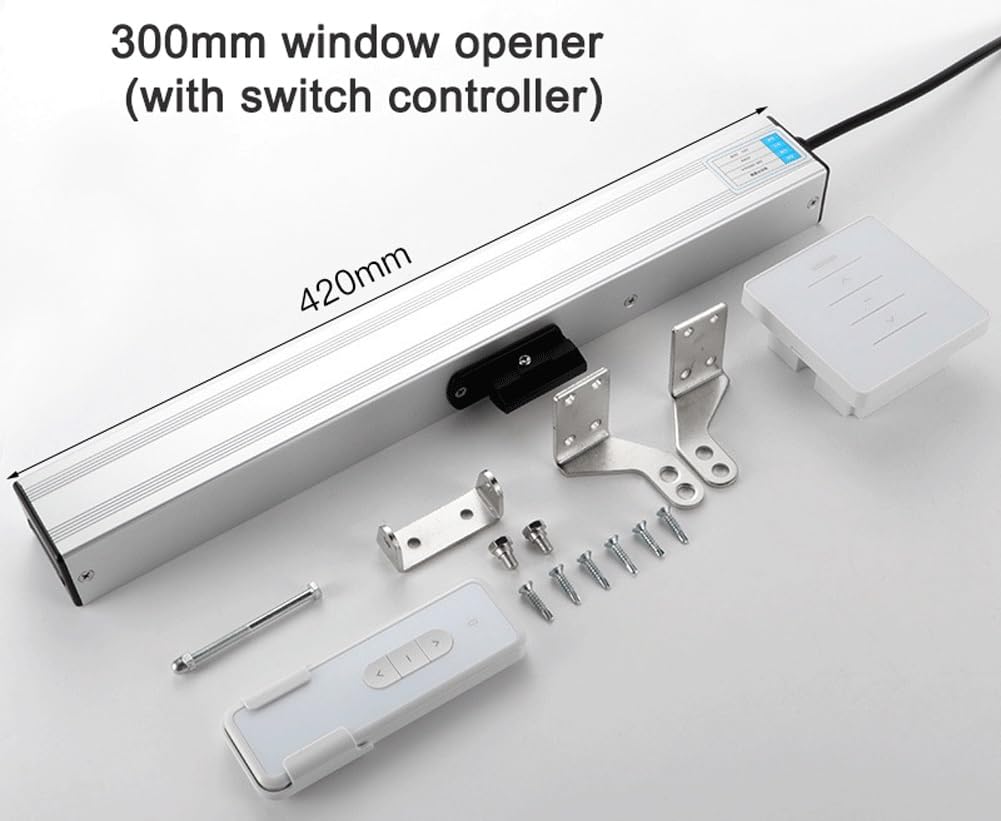 Apriporta Automatico per Finestre - Motore A 24 V CC, Azionato A Catena, con Telecomando E Sensore Pioggia, Adatto per Lucernari, Verande da Tetto(300mm)