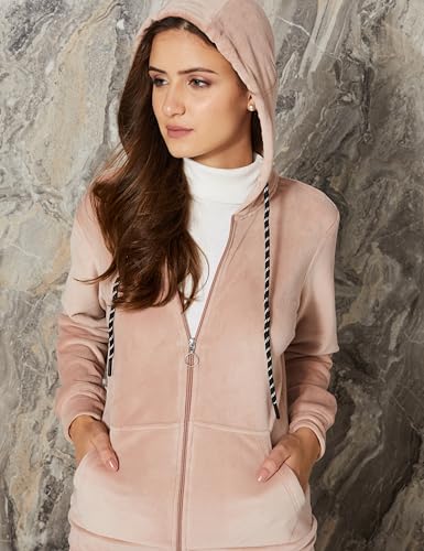 Image of Amazon Brand - Symbol Womens Velour Hodded Sweatshirt and Bottom Co-ord Set (Available in Plus Sizes)
