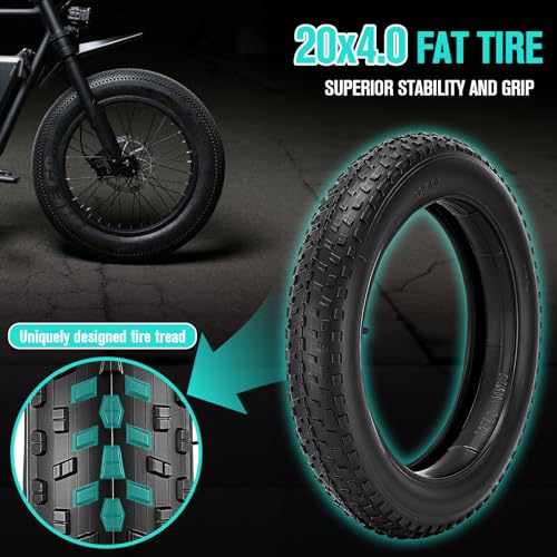 20/26×4.0 Fat Tire for Ebike and MTB, High-Performance 26/20×4.0 Fat Tires Set with 20×4 Tire Tube Puncture Proof, Heavy Duty 20×4 Bike Tires Durable All-Terrain