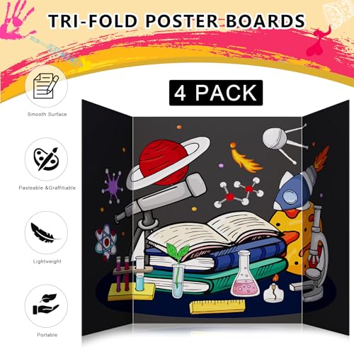 Image of HAUTOCO 4 Pcs Medium Trifold Poster Board 26'' x 15.74'' Project Boards