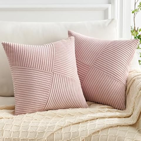 Topfinel Pink Patchwork Cushion Covers Set Cover