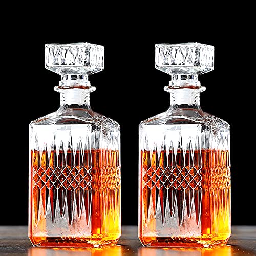 Image of GINOYA BROTHERS Elegant Whiskey Decanter Set with Glass for Men & Women, 1000 ml Whiskey Crystal Liquor Drinking Decanter Gift for Alcohol Lover[Pack-2] Transparent