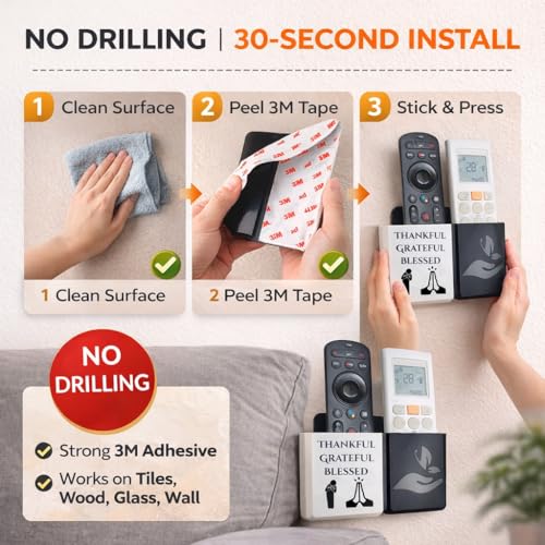 Image of Rainbow Dots Dual Color Remote Holder for Wall - | Universal AC, TV, DTH,Fire TV Stick Remote Organizer | No Drill 3M Mount | ABS Plastic | Made in India (Greatful)