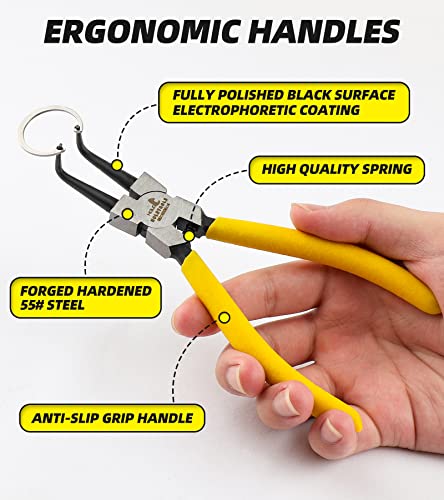 Difflife 7-Inch Snap Ring Pliers Set Heavy Duty Internal/External Circlip Pliers Kit With Straight/Bent Jaw Cr-V Steel For Ring Remover Retaining C Clip Pliers With Storage Bag 4-Piece #TOP3