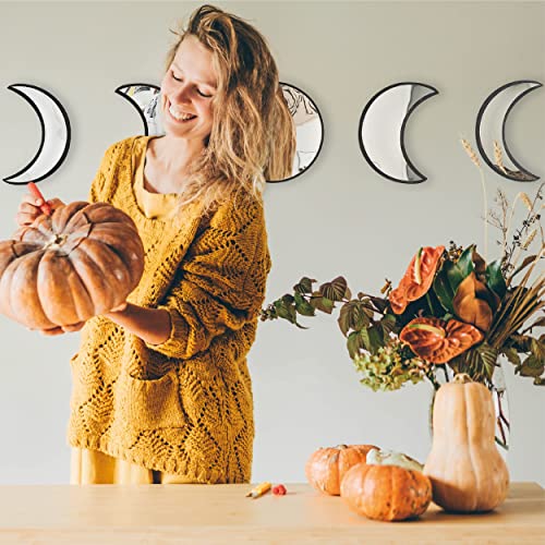 Black Magic Witch Moon Mirror – Announcing Home Wall Decor - Acrylic Moon Phase Mirror Set With Spooky Reflection Effect - Moon Mirror Wall Decor For Living Room Bedroom Nursery Easy To Hang #TOP5