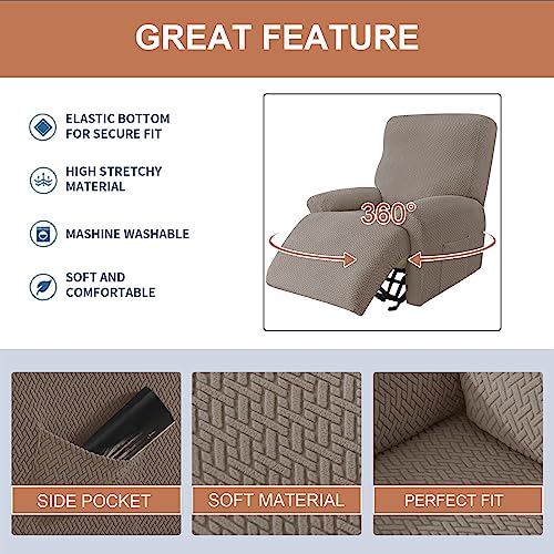 Image of Eco-Ancheng Recliner Slipcovers 4-Pieces Lazyboy Recliner Covers Recliner Couch Covers Recliner Chair Cover Non Slip Reclining Slipcovers with Storage Pockets Furniture Protector for Living Room