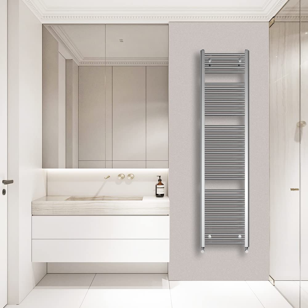 Warmehaus Straight Heated Towel Rail Radiator Ladder Chrome 1800x450mm