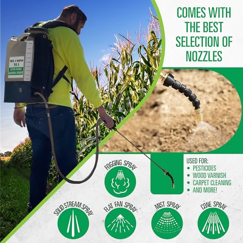 Backpack Sprayer - MY4SONS Silver M4 4-Gallon Cordless Battery Powered with Rechargeable Power Supply and 15ft Hose - Liquid Sprayer Backpack - Electric Spray for Lawn, Garden, Ground Cleaning & More