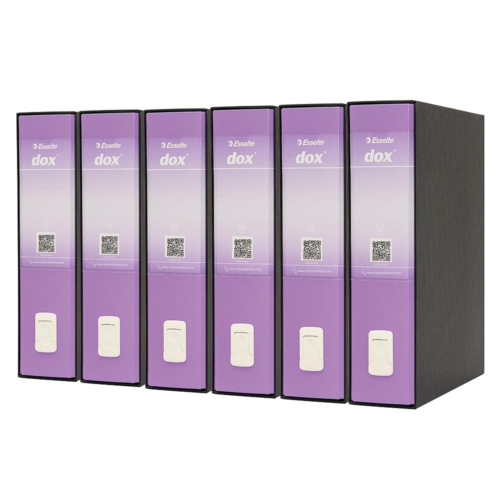 Esselte DOX 2 Lever Arch File Protocol D8, A4, Lilac, Pack of 6 — image 1
