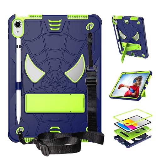 Étui iPad 10 et 11 pouces pour enfant antichoc avec support bleu jaune vert
